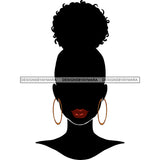 Silhouette Black Woman Face Red Lips Hoop Earrings Afro Puff JPG PNG  Clipart Cricut Silhouette Cut Cutting