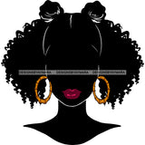 Black Silhouette Woman Face Red Lips Hoop Earrings Afro Puff JPG PNG  Clipart Cricut Silhouette Cut Cutting