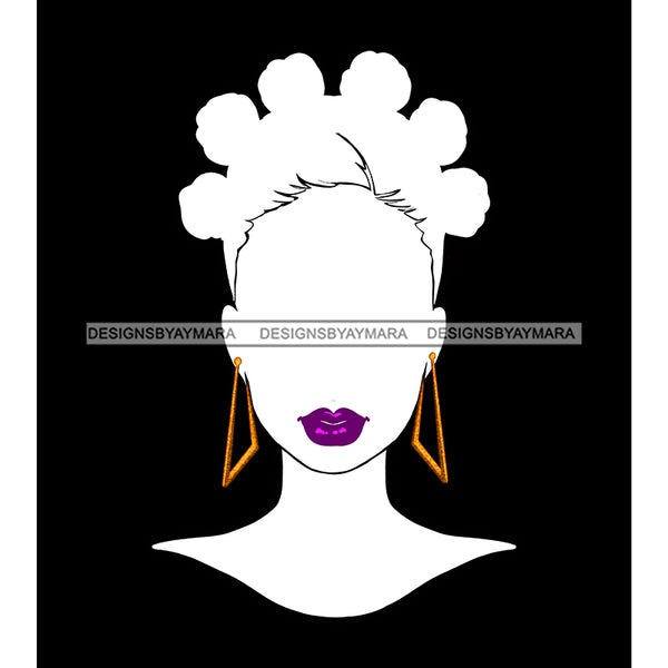 White Silhouette Woman Face Purple Lips  Afro Puffs JPG PNG  Clipart Cricut Silhouette Cut Cutting