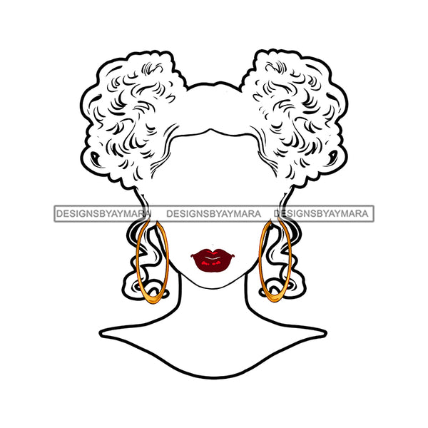 White Afro Silhouette Afro Woman Red Lips Gold Round Earrings Afro  JPG PNG  Clipart Cricut Silhouette Cut Cutting