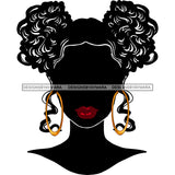 Black Afro Silhouette Woman Red Lips Gold Round Earrings Afro  JPG PNG  Clipart Cricut Silhouette Cut Cutting