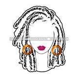 White Afro Silhouette Afro Woman Red Lips Gold Round Earrings Locs Sister Locs  JPG PNG  Clipart Cricut Silhouette Cut Cutting