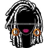 Black Afro Silhouette Afro Woman Red Lips Gold Round Earrings Locs Sister Locs  JPG PNG  Clipart Cricut Silhouette Cut Cutting