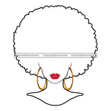 White Silhouette Afro Woman Red Lips Gold Round Earrings   JPG PNG  Clipart Cricut Silhouette Cut Cutting