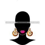 Black Silhouette Bald Woman Pink Lips Gold Round Earrings   JPG PNG  Clipart Cricut Silhouette Cut Cutting