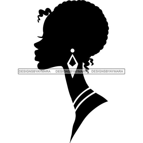 Afro Woman Black Silhouette Side View Nubian Ebony Short Hair B/W SVG ...