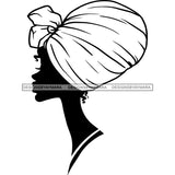 Afro Woman Black Silhouette Side View Nubian Ebony Turban B/W SVG JPG PNG Vector Clipart Cricut Silhouette Cut Cutting