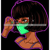 Black Woman With Wearing Green Mask Mask Up JPG PNG  Clipart Cricut Silhouette Cut Cutting