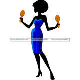 Black Silhouette Woman Playing Maracas Rumba Shakers Instrument Afro Hair JPG PNG  Clipart Cricut Silhouette Cut Cutting