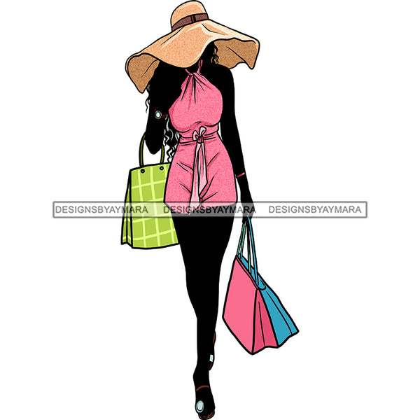 Black Silhouette Diva Woman Shopping Pink Shorts And Hat Long Hair JPG PNG  Clipart Cricut Silhouette Cut Cutting