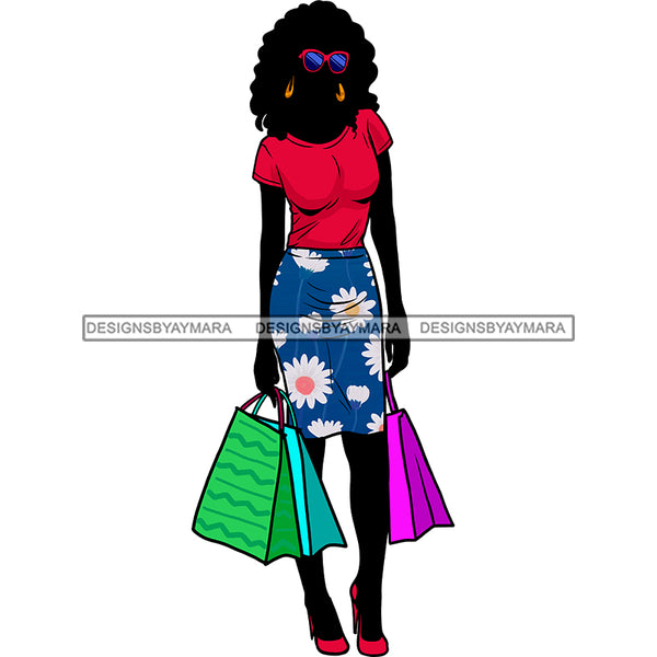 Black Silhouette Diva Woman Shopping Flowered Skirt  JPG PNG  Clipart Cricut Silhouette Cut Cutting