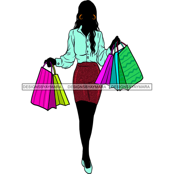 Black Silhouette Diva Woman Shopping  Skirt  JPG PNG  Clipart Cricut Silhouette Cut Cutting