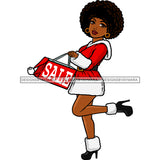 Diva Santa's Helper Black Woman With Sale Box In Boots  Santa Claus JPG PNG  Clipart Cricut Silhouette Cut Cutting