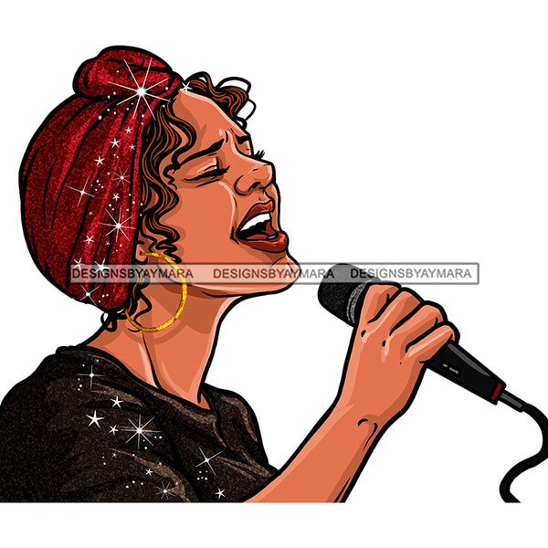 Black Woman Singing Into Microphone Diva Singing Voices JPG PNG  Clipart Cricut Silhouette Cut Cutting