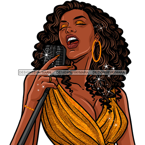 Black Woman Singing Into Microphone Diva Singing Voices JPG PNG  Clipart Cricut Silhouette Cut Cutting