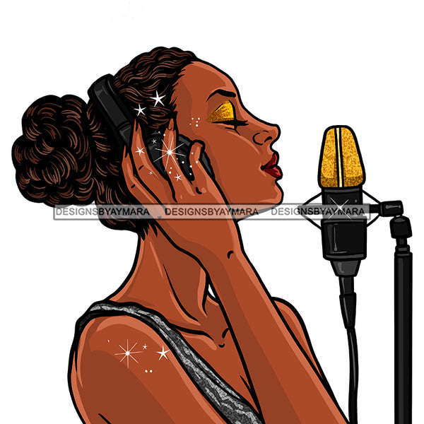 Black Woman Singer With Headphones Diva Singing Voices JPG PNG  Clipart Cricut Silhouette Cut Cutting