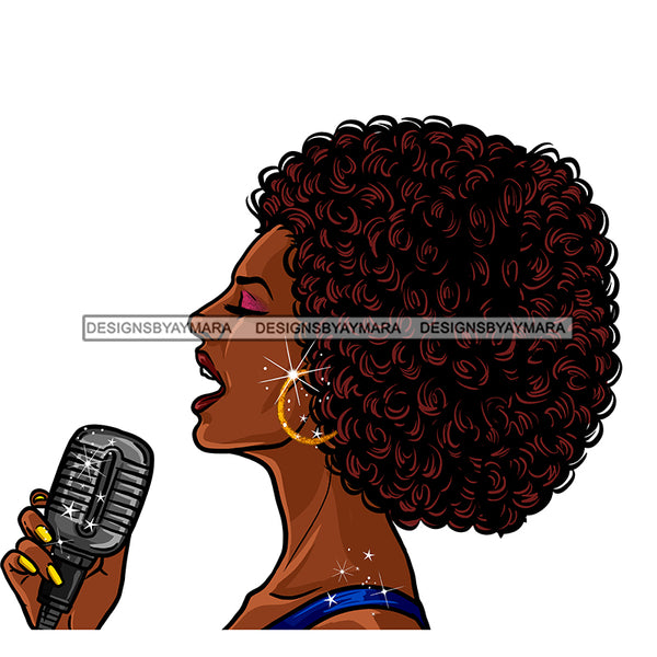 Black Woman Singer  Diva Singing Voices Curly Afro JPG PNG  Clipart Cricut Silhouette Cut Cutting