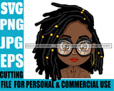 Afro Lili Black Girl Woman Glasses Earrings Big Eyes Melanin Dreadlocks Hair Style Personal & Commercial Use SVG Cutting Files For Silhouette Cricut More