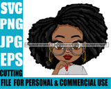 Afro Lili Black Girl Woman Glasses Hoop Earrings Glamour Queen Melanin Afro Hair Style Personal & Commercial Use SVG Cutting Files For Silhouette Cricut More