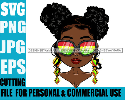 Afro Lili Black Girl Woman Cannabis Colorful Sunglasses Earrings Glamour Queen Melanin Pigtails Hair Style Personal & Commercial Use SVG Cutting Files For Silhouette Cricut More