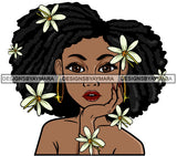 Afro Black Woman Portrait Melanin Ebony Flowers Afro Hairstyle SVG JPG PNG Vector Designs Cutting Files For Circuit Silhouette