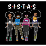 Sista's With Afro In Long Pants JPG PNG  Clipart Cricut Silhouette Cut Cutting