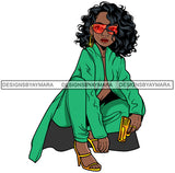 Lola Afro Gangster Caring Handgun Classy Outfit Cool Glasses Urban Street Hipster Girl Boss Lady Nubian Queen Melanin Popping SVG Cutting Files For Silhouette Cricut and More