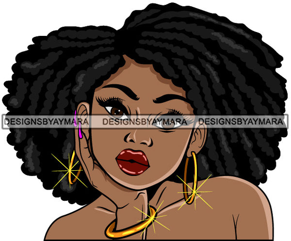 Lola Afro Cute Urban Hipster Girl Big Eyes Boss Lady Nubian Queen Melanin Popping SVG Cutting Files For Silhouette Cricut and More