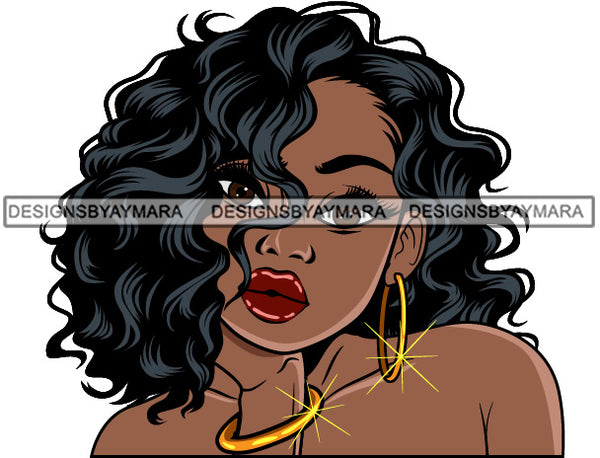 Lola Afro Cute Urban Hipster Girl Big Eyes Boss Lady Nubian Queen Melanin Popping SVG Cutting Files For Silhouette Cricut and More