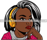 Lola Afro Cute Urban Hipster Girl Listening Music Earphone Big Eyes Boss Lady Nubian Queen Melanin Popping SVG Cutting Files For Silhouette Cricut and More