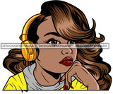 Lola Afro Cute Urban Hipster Girl Listening Music Earphone Big Eyes Boss Lady Nubian Queen Melanin Popping SVG Cutting Files For Silhouette Cricut and More