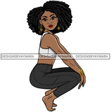 Lola Afro Sexy Sensual Squatting Position Fit Woman Urban Hipster Girl Big Eyes Boss Lady Nubian Queen Melanin Popping SVG Cutting Files For Silhouette Cricut and More