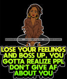 Afro Lola Squatting Lose Your Feelings and Boss Up Life Quotes Dreadlocks Hairstyle SVG Cutting Files For Silhouette Cricut