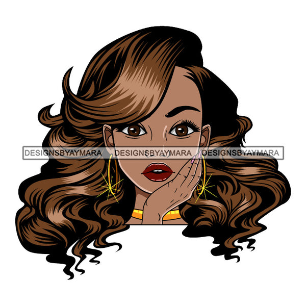 Bundle 5 Afro Beautiful Lola Hand In Face Queen Boss Lady Black Woman Nubian Melanin Popping SVG Cutting Files For Silhouette Cricut and More