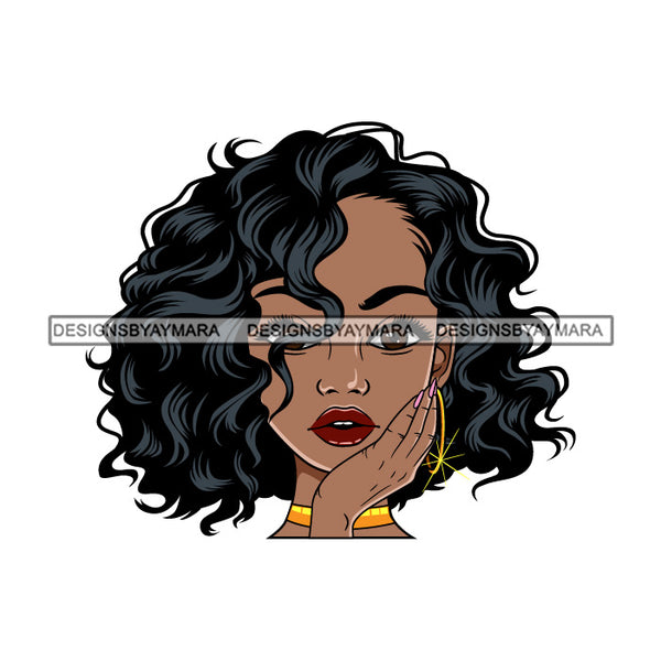 Bundle 5 Afro Beautiful Lola Hand In Face Queen Boss Lady Black Woman Nubian Melanin Popping SVG Cutting Files For Silhouette Cricut and More