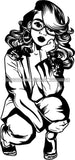 Afro Woman Squatting Position Wearing Glasses Elegant Glamour Classy Lady SVG Vector Cutting Files For Cricut Silhouette More!