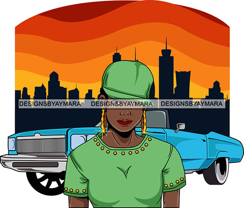 Afro Lola Badass Goddess Sunshine Downtown Car Background Hood Bamboo Jewelry Cap Urban Style Woman SVG Cutting Files For Silhouette Cricut