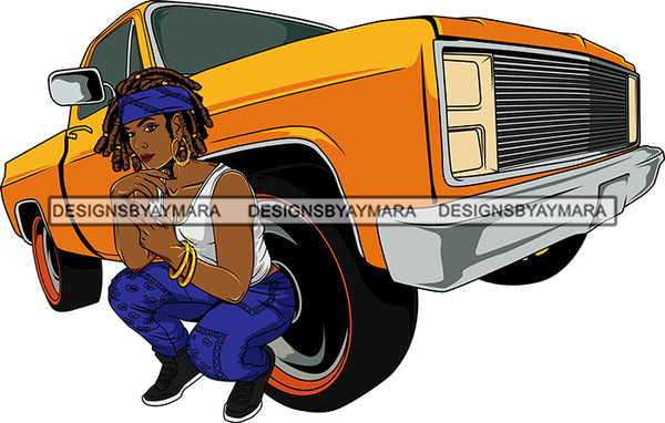 Afro Lola Badass Goddess Truck Background Urban Style Woman SVG Cutting Files For Silhouette Cricut