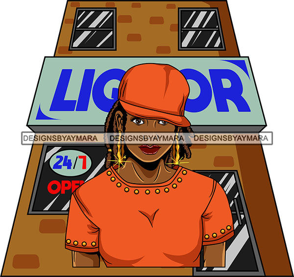 Afro Lola Badass Goddess Liquor Store Background Cap Urban Style SVG Cutting Files For Silhouette Cricut