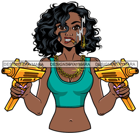 Afro Gangster Lola Caring Hand Gun Bad Ass Boss Lady Strong Woman Attitude Nubian Queen Melanin SVG Cutting Files For Silhouette Cricut and More