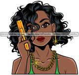 Afro Gangster Lola Caring Hand Gun Bad Ass Boss Lady Strong Woman Attitude Nubian Queen Melanin SVG Cutting Files For Silhouette Cricut and More