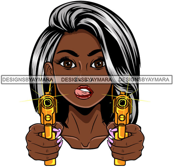 Afro Gangster Lola Caring Hand Gun Bad Ass Boss Lady Strong Woman Attitude Nubian Queen Melanin SVG Cutting Files For Silhouette Cricut and More