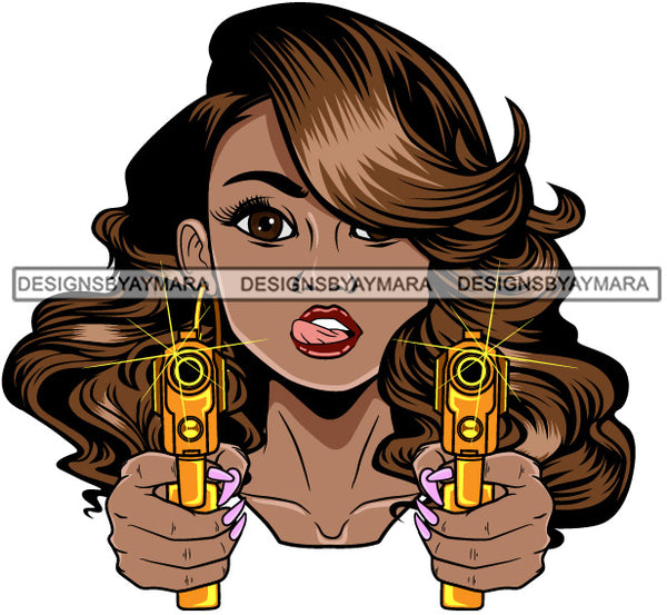 Afro Gangster Lola Caring Hand Gun Bad Ass Boss Lady Strong Woman Attitude Nubian Queen Melanin SVG Cutting Files For Silhouette Cricut and More