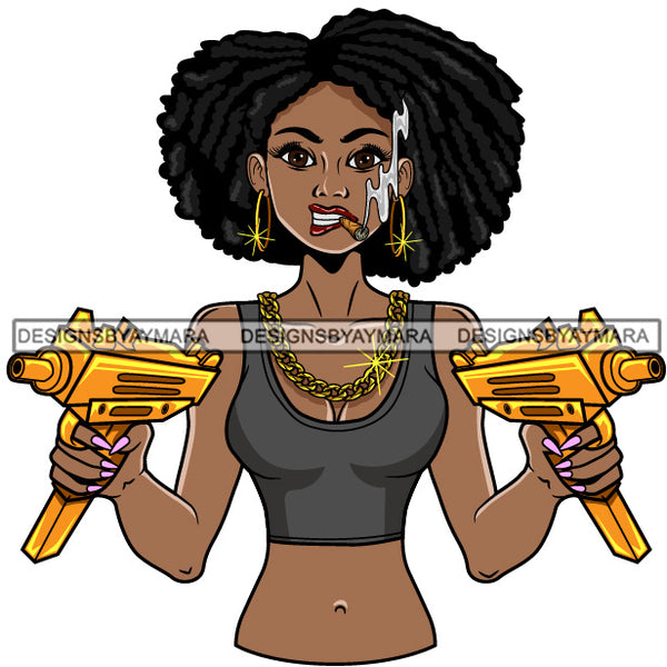 Afro Gangster Lola Caring Hand Gun Bad Ass Boss Lady Strong Woman Attitude Nubian Queen Melanin SVG Cutting Files For Silhouette Cricut and More