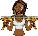 Afro Gangster Lola Caring Hand Gun Bad Ass Boss Lady Strong Woman Attitude Nubian Queen Melanin SVG Cutting Files For Silhouette Cricut and More