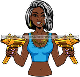 Afro Gangster Lola Caring Hand Gun Bad Ass Boss Lady Strong Woman Attitude Nubian Queen Melanin SVG Cutting Files For Silhouette Cricut and More