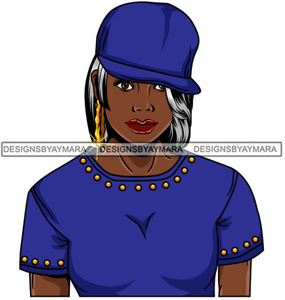 Afro Lola Gangster Woman Cap Bamboo Earrings Straight Hair Style SVG Cutting Files For Silhouette  Cricut