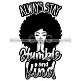 Afro Woman Praying Big Puffy Afro Life Quote B/W SVG JPG PNG Layered Cutting Files For Silhouette Cricut and More