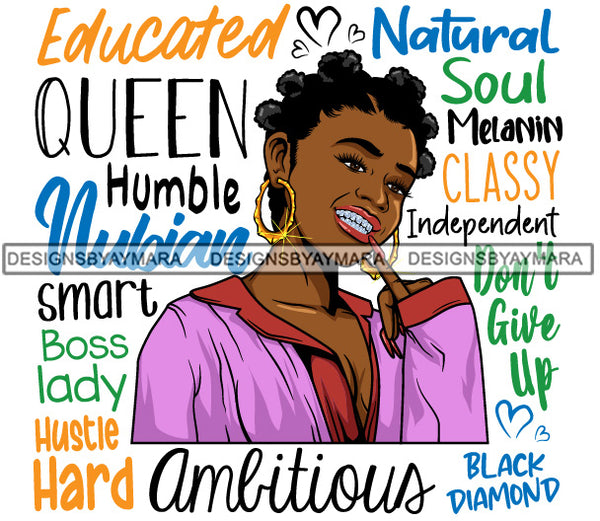 Afro Lola Diamond Teeth Hustle Goddess Life Quotes Urban Girl Pretty Woman .SVG Cutting Files For Silhouette Cricut and More!