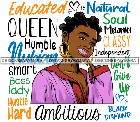 Afro Lola Diamond Teeth Hustle Goddess Life Quotes Urban Girl Pretty Woman .SVG Cutting Files For Silhouette Cricut and More!